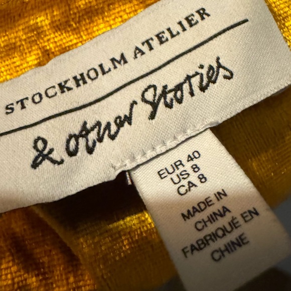 NWOT And Other Stories Yellow Mini Dress Size 8 - Picture 7 of 8